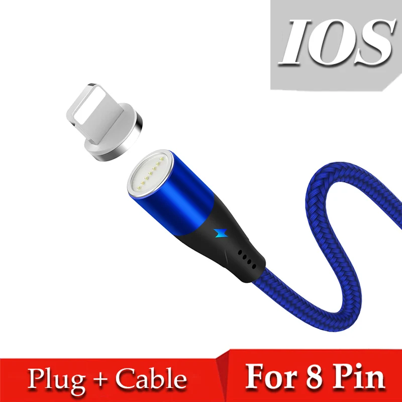 Blue For iPhone 5А Магнитный кабель type-C кабель супер зарядный кабель для huawei Mate30 pro p30 p20 Micro usb 8 Pin Магнит Usb кабель каво магнетико - Цвет: Blue For iPhone