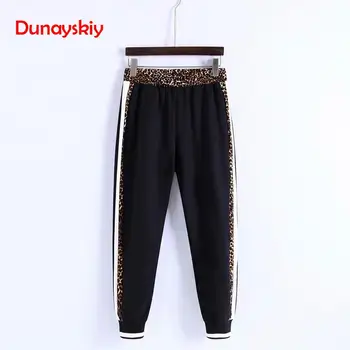 

Women Chic Leopard Harem Pants Animal Pattern Patchwork Pockets Elastic Waist Female Casual Trousers New Leopard Harem Pants