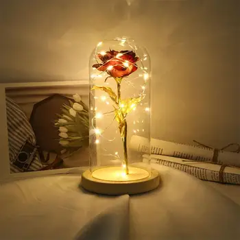 

Rose Light Gold Foil With Glass Lampshade Warm Red Rose Lamp For Mother's Day Teacher's Day Valentine's Day Gifts