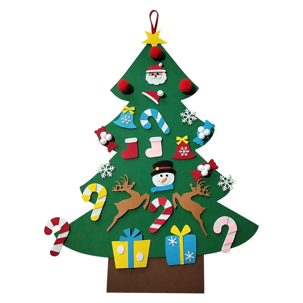 DIY войлочная Рождественская елка, дверь на стену, детские подарки, вечерние принадлежности, комплект для рождественской елки, орнамент 98 см* 70 см - Цвет: A