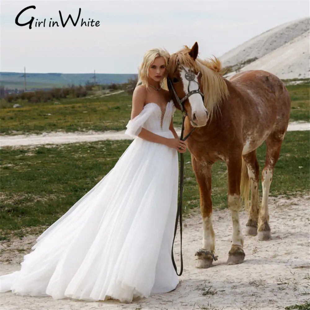 

Vestidos De Novia Sexy Off The Shoulder Wedding Dress V Neck Dress For Wedding 2021 Bridal Robe Backless Pearls Bride Gown
