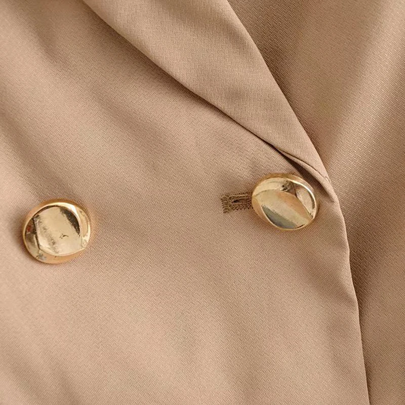 Fandy lokar Blazers женские модные однотонные куртки с длинными рукавами, элегантные двубортные костюмы для женщин