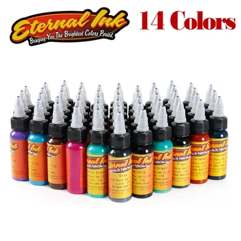 

14Pcs Permanent Makeup Micro Pigment Cosmetic Tattoo Ink 1oz For Body Tattoo Paint 30ml /Bottle 14 Colors