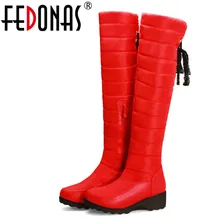 FEDONAS Plus Size Women Down Knee High Boots Zipper Wedges High Boots Autumn Winter Warm Long Snow Boots Fashion Riding Boots