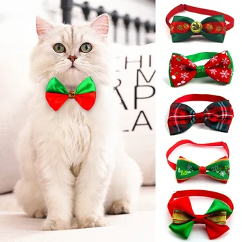 Christmas Adjustable Cat Dog Collar Holiday Cats Dog Bow Tie 1