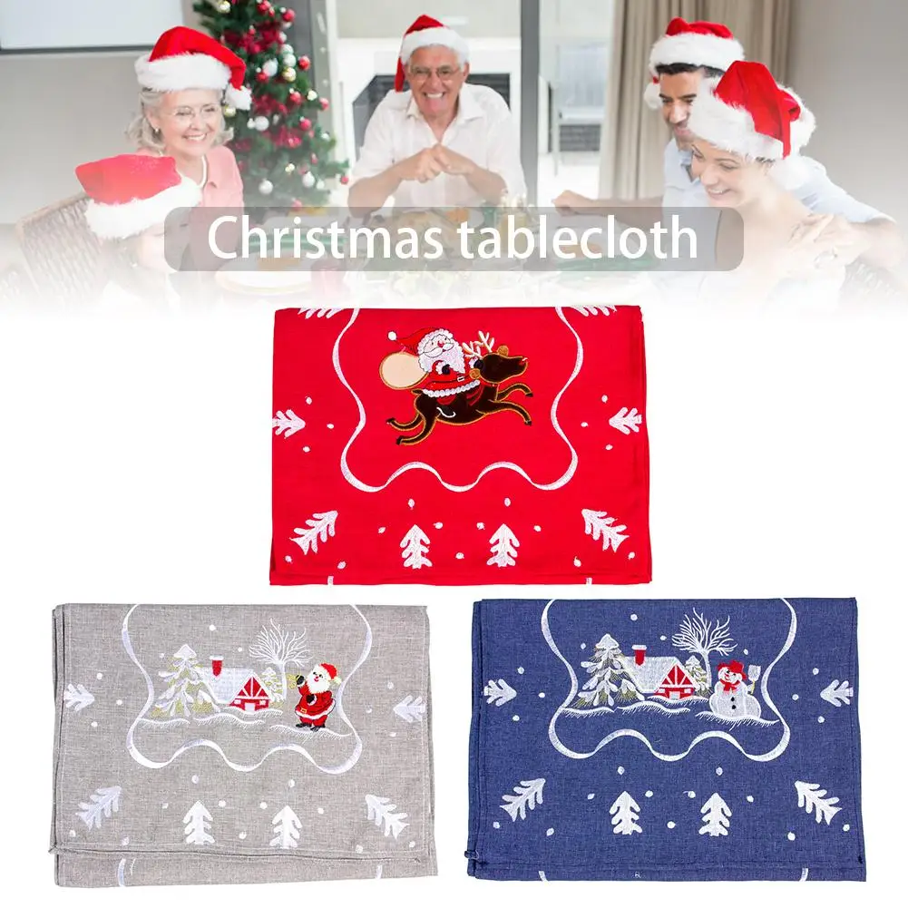 

New Christmas Snow Man Embroidery Table Runner Tea Table Wedding Banquet Household Decoration For Christmas