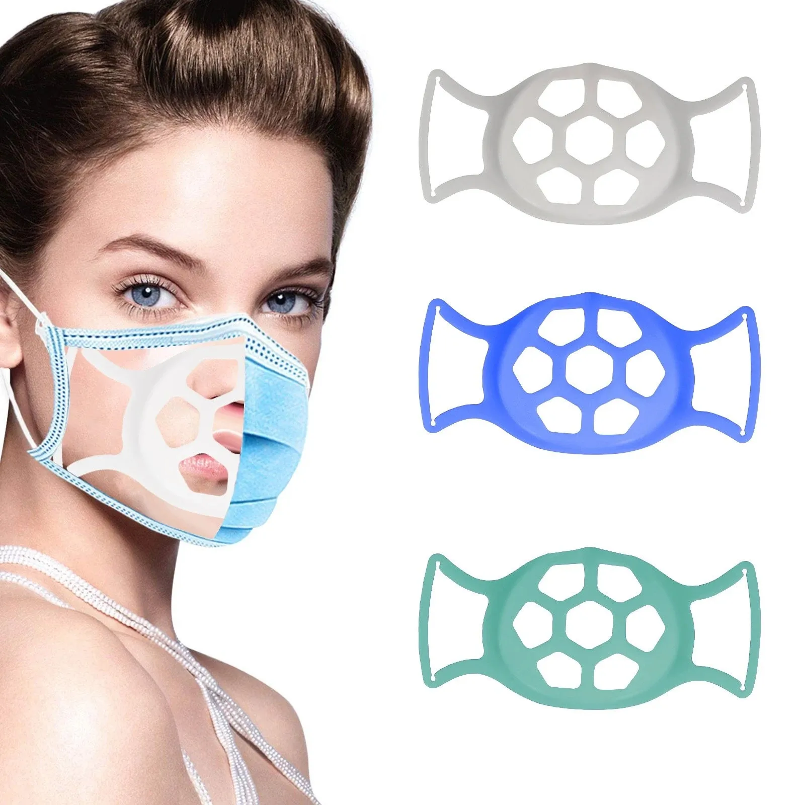 Mascarilla de cara de ciclista para adultos soporte 3D de silicona, Bracket-3D, soporte interior, para exteriores