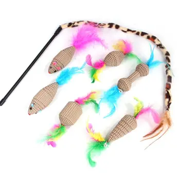

7pcs/set Cat Interactive Toy Teaser Wand Corrugated Paper Feather Kitten Play