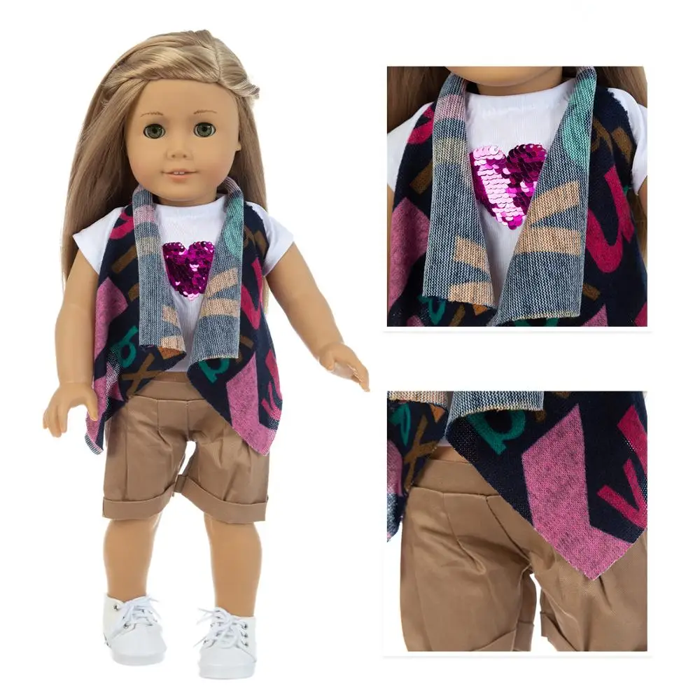 

2020 Hot Sale Baby New Born Fit 18 inch Doll Clothes Accessories Star Scarf Three-piece Suit For Baby Birthday Gift