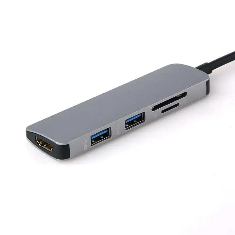 Алюминий 5 в 1 USB-C USB C концентратор тип-c до 4K HDMI 2 порта USB 3,0 концентратор SD/TF кардридер для MacBook type C концентратор адаптер