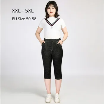

Women Plus Size 5xl 4xl 3xl Jeans Capri Pants Pencil Female Elastic High Waisted Strech Jeans Ladies Skinny Denim Trousers