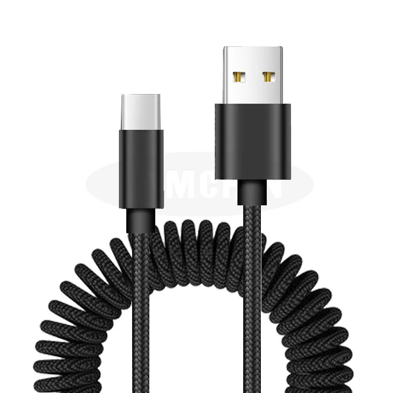 For type c Выдвижной пружинный usb-кабель type C 3A для samsung Galaxy S9 S8 huawei P20 mate быстрое зарядное устройство usb-кабель для iPhone Xr X 8 7 6 - Тип штекера: For type c