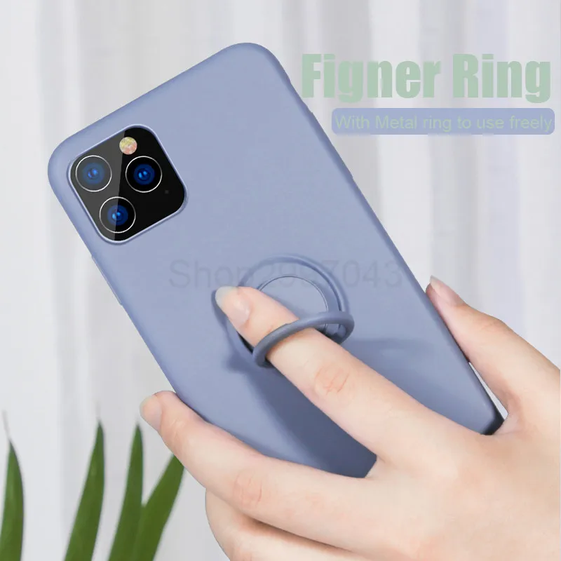 Мягкий силиконовый чехол для iPhone 11 Pro Max, чехол для iPhone11, подставка для кольца, силиконовая задняя крышка для Apple iPhone 11 Pro, максимальный чехол