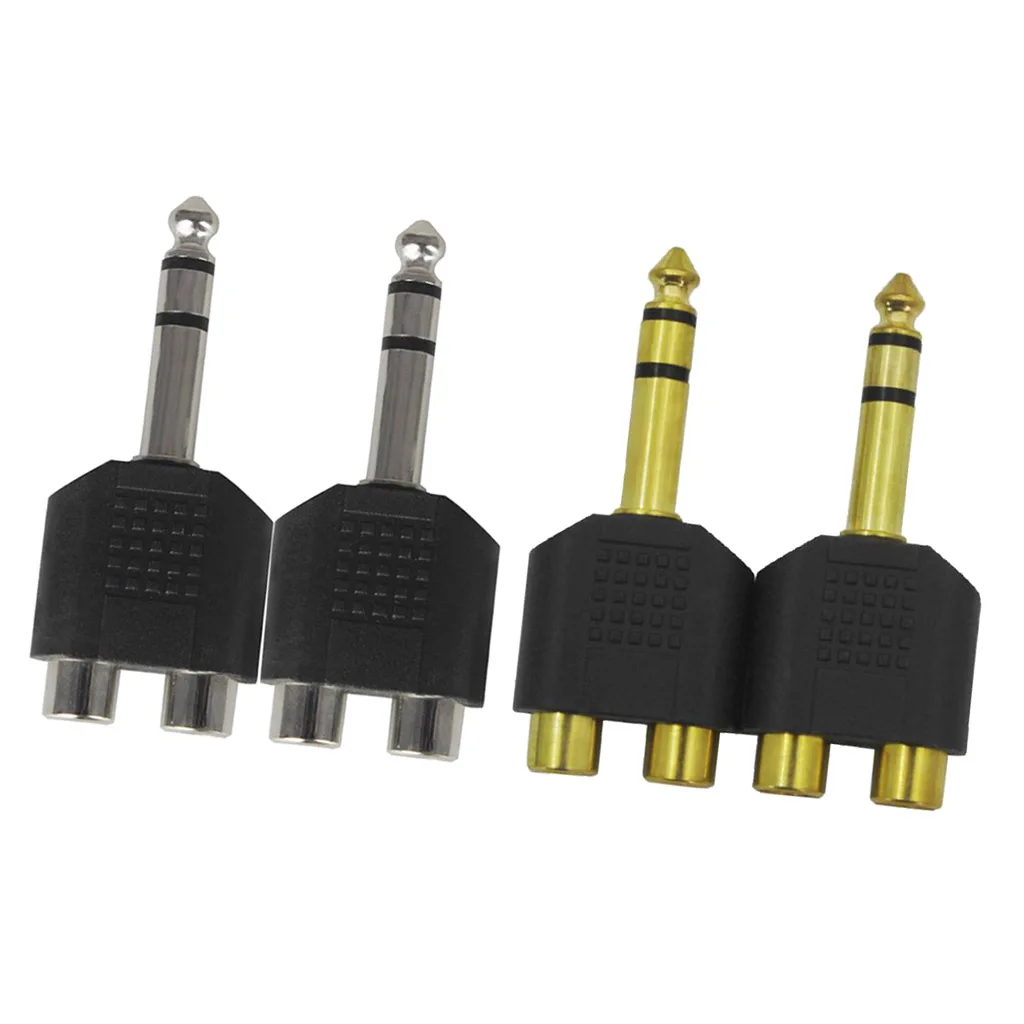 6.35mm Headphone Mic Audio Cable Converter Adapter 1 Male To 2 Female