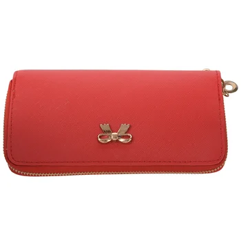 

HOT Women Bowknot Coin Purse Solid Long Card Holder Case Wearable Wallet Handbag