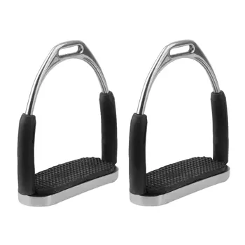 

2PC Flexible Shock Absorbing Stirrups Horse Riding Stainless Steel Stirrup Outdoor Safety Treads Hunting Stirrup With Rubber Pad