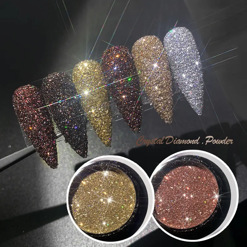 Sparkly Iridescent Diamonds Nail Crystals Powder Gold Silver Glitter Shiny  Nail Pigment Dust DIY Manicure Accessories Decoration - AliExpress