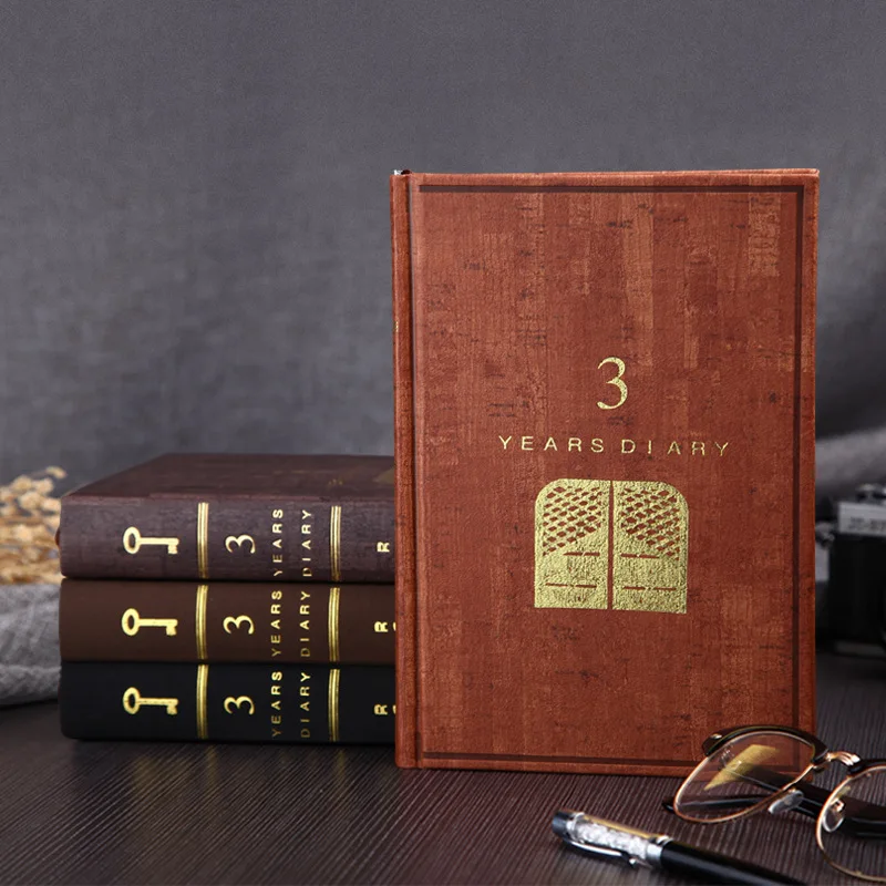 

Three Years Notebook Thick Bookbinding Cloth Notebook PU Cover Five Years Laptop Hardcover Retro Office Supplies