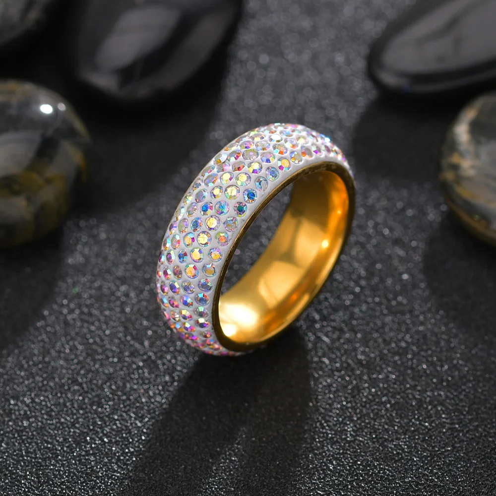 Wedding Rings For Women Black Crystal Engagement Design White Elegant Rings