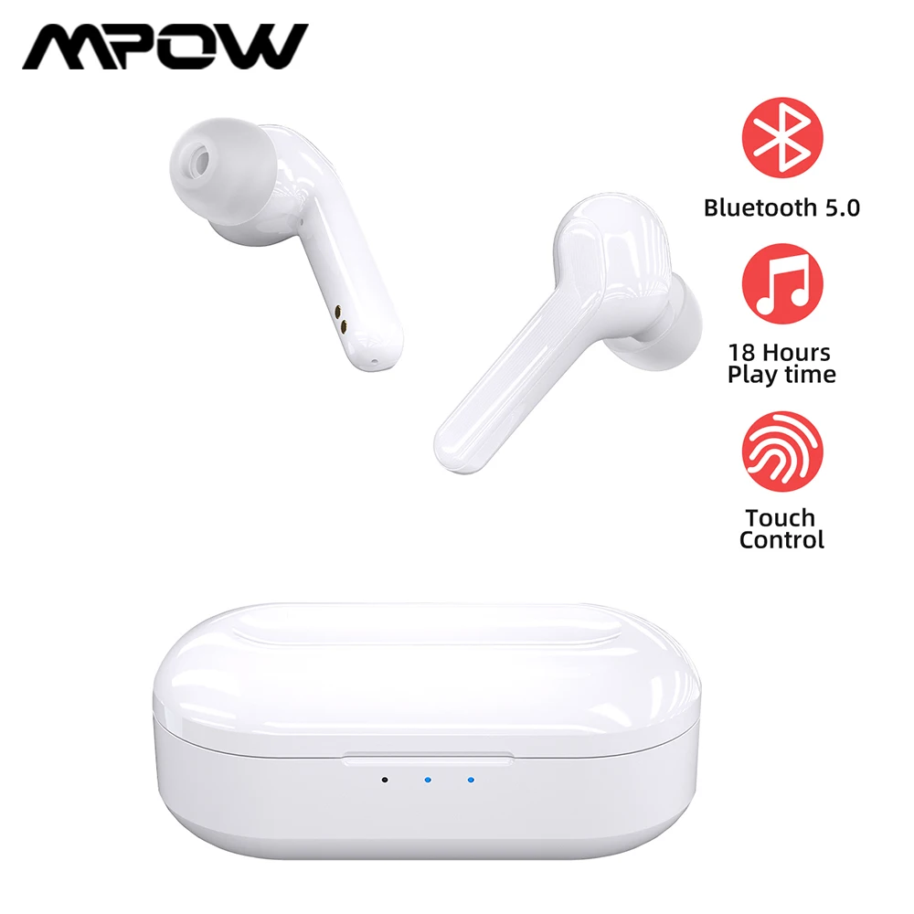 Mpow M21 Bluetooth 5.0 True Wireless Earbuds with Sensitive Touch Control&18 Hrs Playtime In-Ear Earphone for iPhone 117 Xiaomi