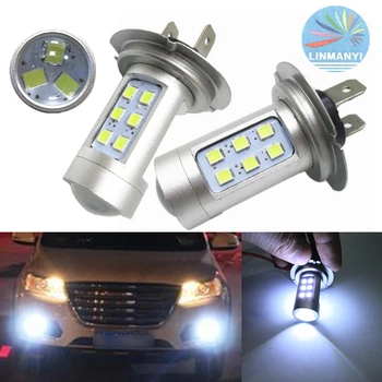 

2PCS High Power Car Led Fog lights Driving lights H7 21W Samsung 2835 21SMD 21LED 900LM 6000K Rear Lights DRL With Lens White