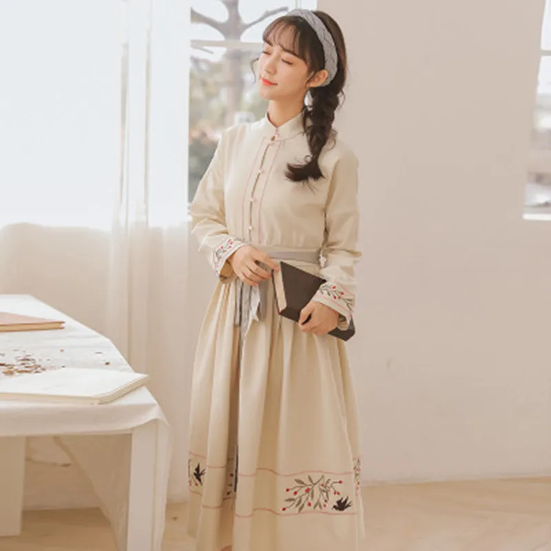 Весеннее женское элегантное платье в японском стиле девушки Мори с цветочной