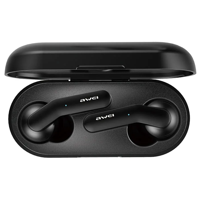 Black Awei T10C TWS наушники HiFi эффект комфортного ношения без потерь шумоподавление Bluetooth вкладыши Беспроводная зарядка наушники - Цвет: Black