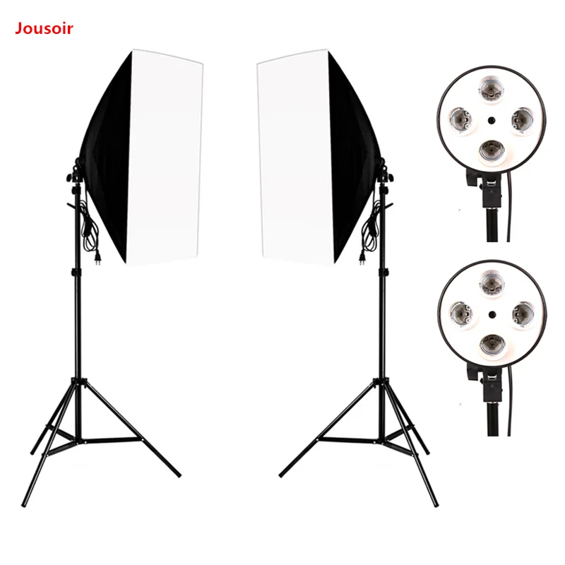 Комплект освещения для фотостудии 2 шт. * 4 патрон лампы + 50*70 см софтбокс м световая