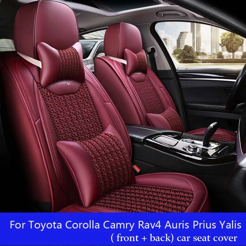 (Front + back) Leather car seat covers For Toyota Corolla Camry Rav4 Auris Prius Yalis Avensis automobiles