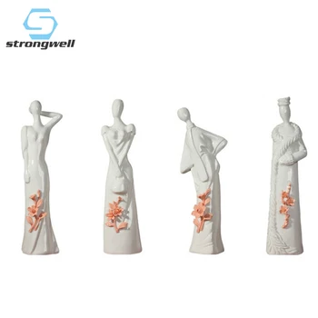 

Strongwell Chinese Four Seasons Lady Character Statue Jade Porcelain Handmade Ceramic Modern Art Home Decoration Accessories