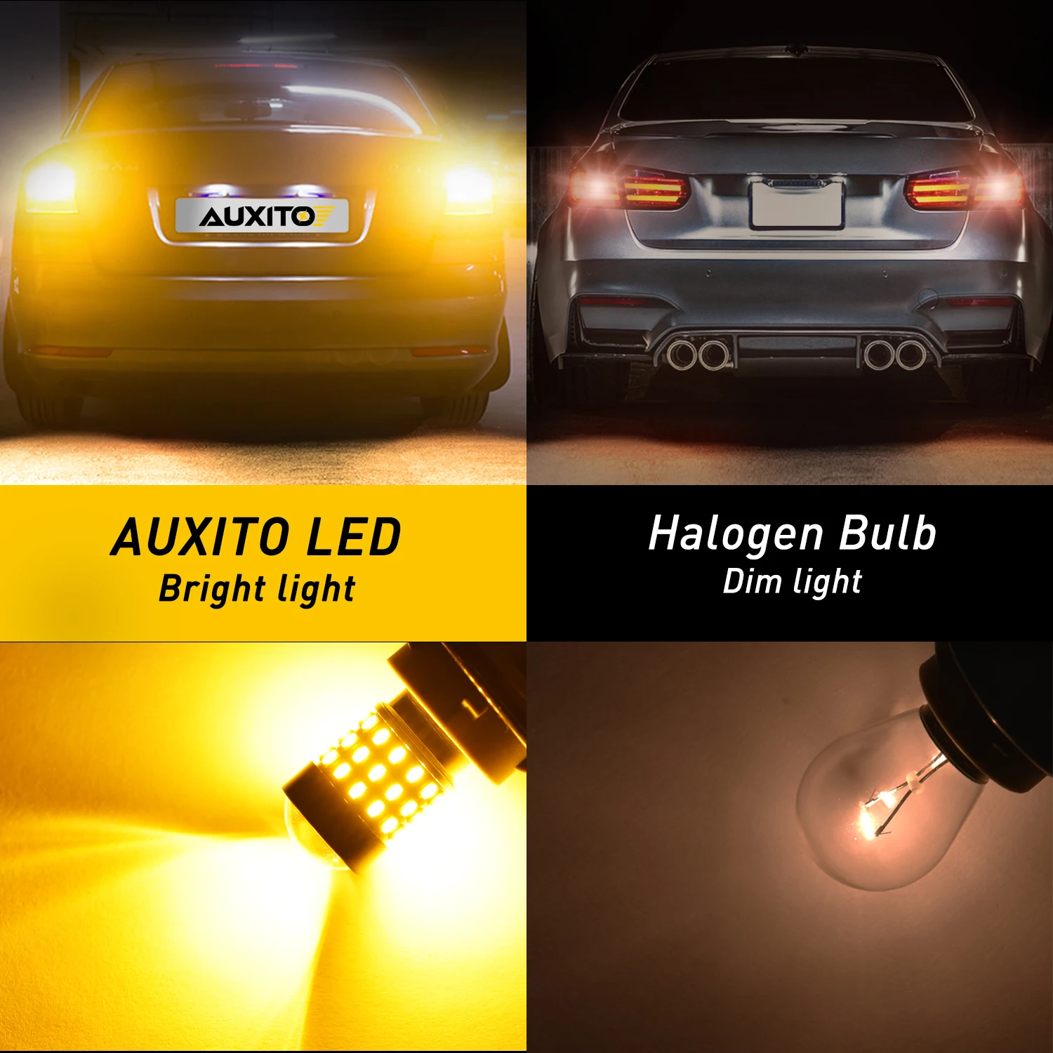 AUXITO 2 шт. автомобиль свет 1156 светодиодный BA15S P21W светодиодный BAU15S PY21W 7506 7507 54 SMD 3014 автомобильные лампы накаливания светодиодный 12V Янтарная желтых ламп