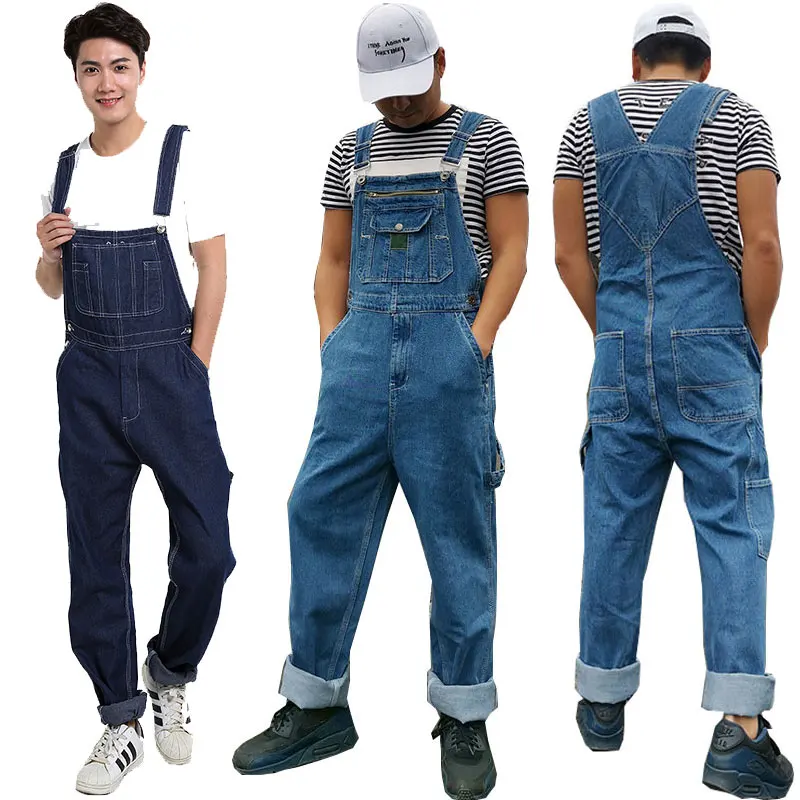 

Jeans For Men Men's Denim Overalls Huge Denim Bib Pants Fashion Pocket Jumpsuits Jeans Men More sizes 30-44 46