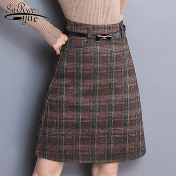 

faldas mujer moda 2019 autumn and winter Knee-Length Casual plaid skirt Natural A-Line skirts womens plus size women 7645 50