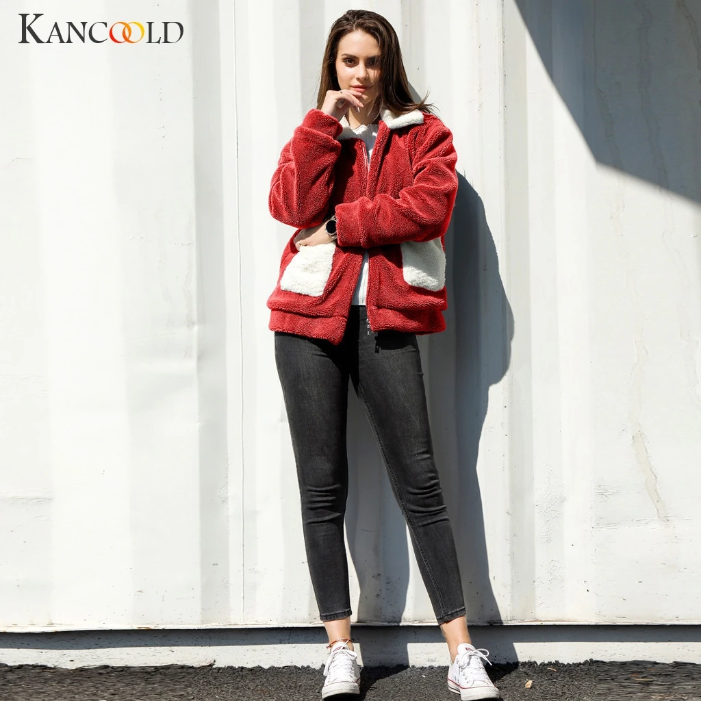 KANCOOLD пальто для женщин на каждый день сплошной карман искусственный мех верхняя одежда кардиган свободный свитер на молнии Новые женские пальто и куртки 2019JUL30
