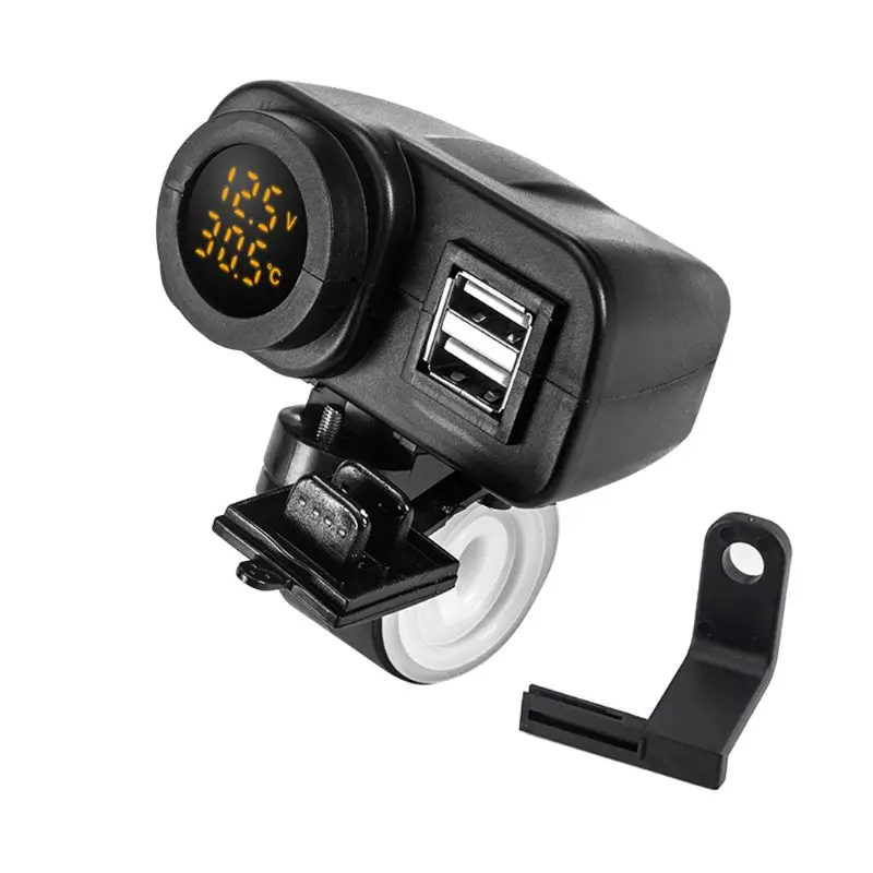 3в1 12V мотоцикл USB зарядное устройство адаптер Вольтметр термометр для мобильного телефона gps U1JA