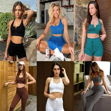 Conjunto de yoga sem costura roupas de ginástica das mulheres ternos de yoga para fitness gym definir cintura alta leggings sportsuits treino moletom