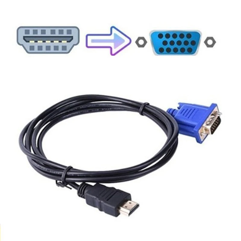 1pc HDMI Cable HDMI To VGA 1080P HD With Audio Adapter Cable HDMI TO VGA Cable Optical Cable Drop Shipping