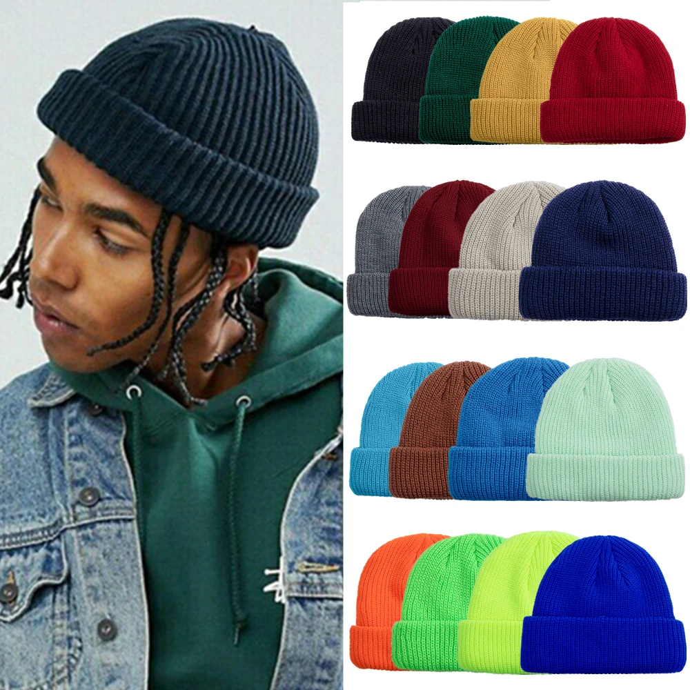 Hot Sale Daily Fisherman Beanie Hat Unisex Sailor Style Autumn Beanie Ribbed Knitted Hats For Men Women Short Melon Winter Hat 1