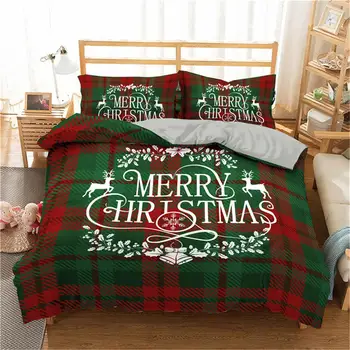

ZEIMON 3d Printing Bedding Set Merry Christmas Duvet Cover Pillowcase 2/3pcs Bedroom Bedclothes Geometric Plaid Home Textiles