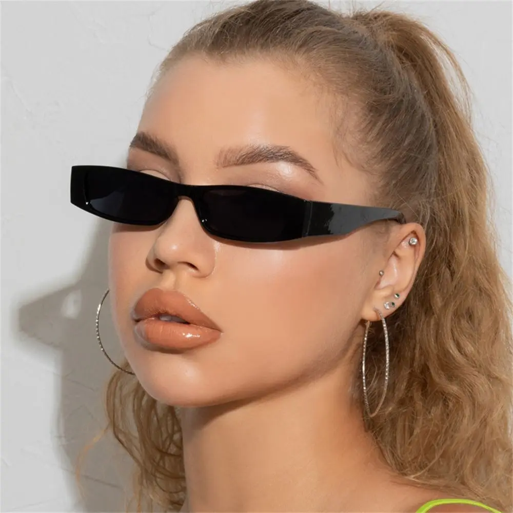 oversized sunglasses Fashion Retro Small Frame Sun Glasses Small Rectangle Sunglasses Vintage Square Narrow Sunglasses Trending Eyewear UV400 black cat eye sunglasses