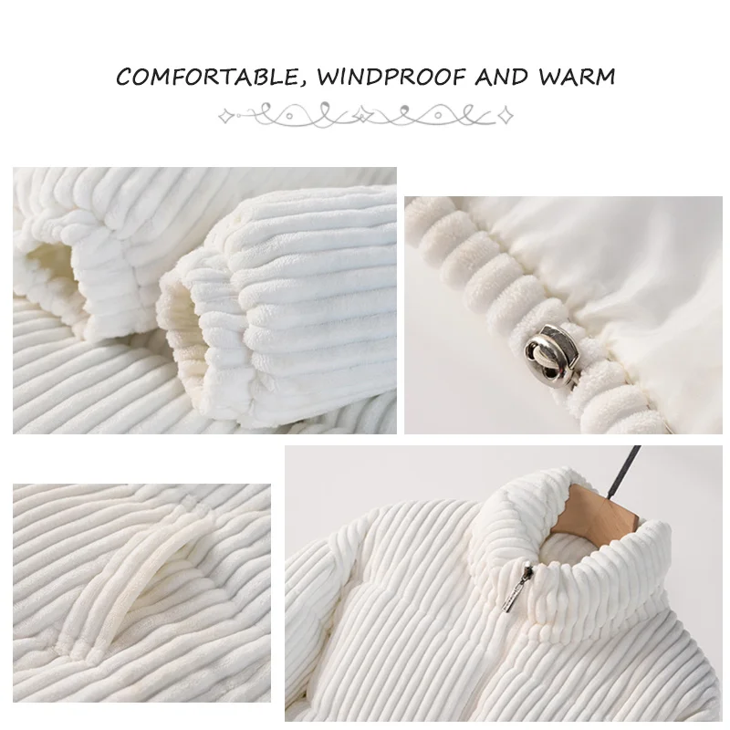 Women's Winter Jacket Fashion Short Style to Overcome Warmth Corduroy Cotton Jacket New Simple Down Cotton Loose Casual Jacket