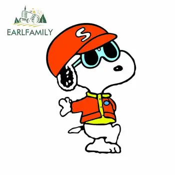 

EARLFAMILY 13cm x 9.0cm For Snoopy Red Hat Vinyl Car Sticker Car Styling Personality Decal Motorcycle Assessoires Ornamental