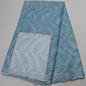 

10 colors (5yards/lot) beautiful skyblue African French net lace fabric with embroidery and beads wholesales for dress PL1046