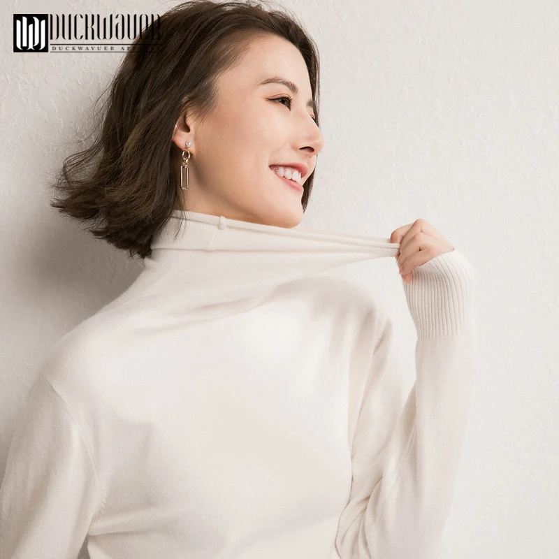 Duckwaver Autumn and Winter New Cashmere Sweater Women's High-Necked Pullover Loose Thick Short Paragraph Knit Shirt | Женская