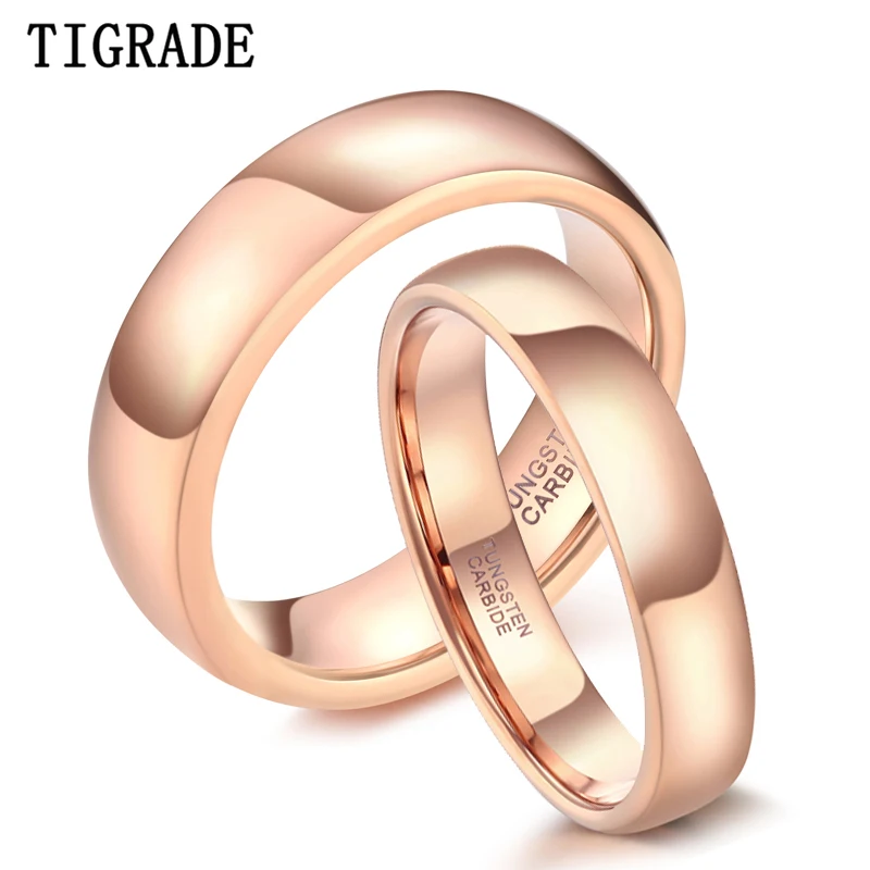 Tigrade 2/4/6mm 18K 로즈 골드 도금 텅스텐 카바이드 결혼 반지 여성을..