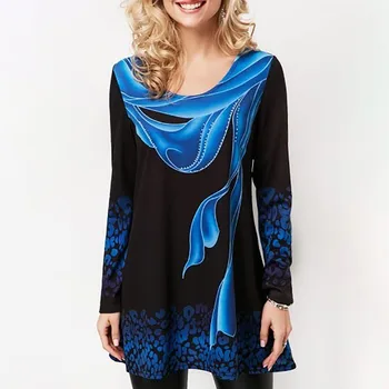 

Floral Print Tunics Women Long Sleeve Blouses Plus Size 5XL O-Neck Tunic Female 2020 Spring Summer Fashion Loose Tops Ladies