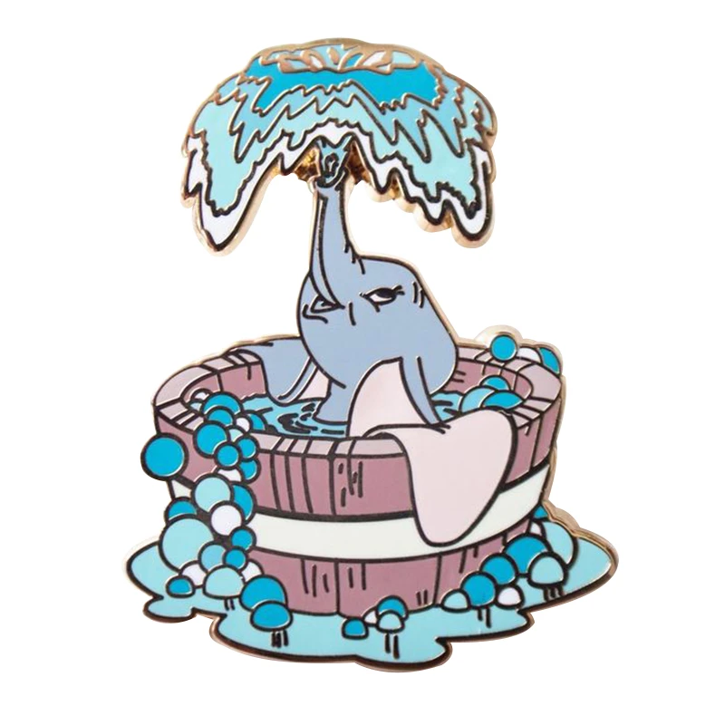 Elephant Bath Time Badge Happy Animal Enamel Pin Cartoon Character Dumbo  Film Jewelry - Brooches - AliExpress