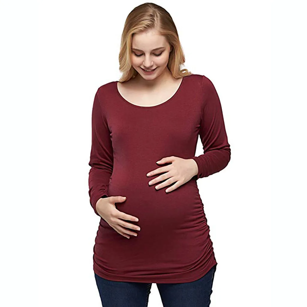 

Motherho Maternity Clothes Flattering Side Ruching Pregnancy Maternity Blouse Breastfeeding Clothes Ropa Embarazada Grossesse