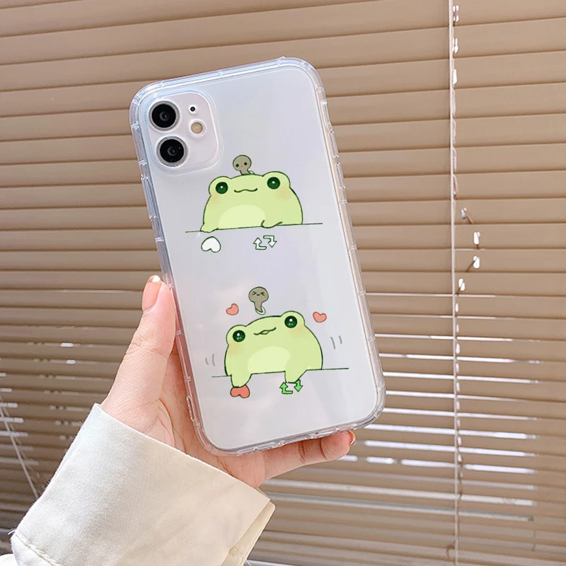 Mint Green Funny The Frog Cute Cartoon Phone Case for IPhone 11 12