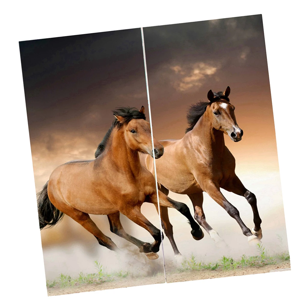 Running Horse Один комплект из 2 шт. подростковые животные Декор 3D принт затемнение шторы лечение окна для гостиной - Цвет: Running Horse